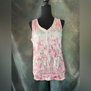White House Black Market Pink Abstract Sleeveless Top | Size Medium